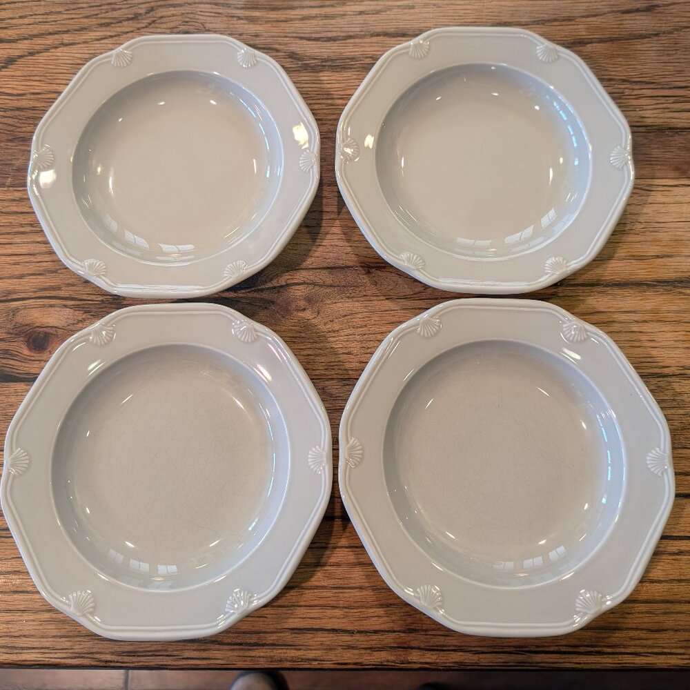 Set of 4 Pillivuyt France Dupuis 1818 Grey Soup Bowls 8 1/2" Diameter